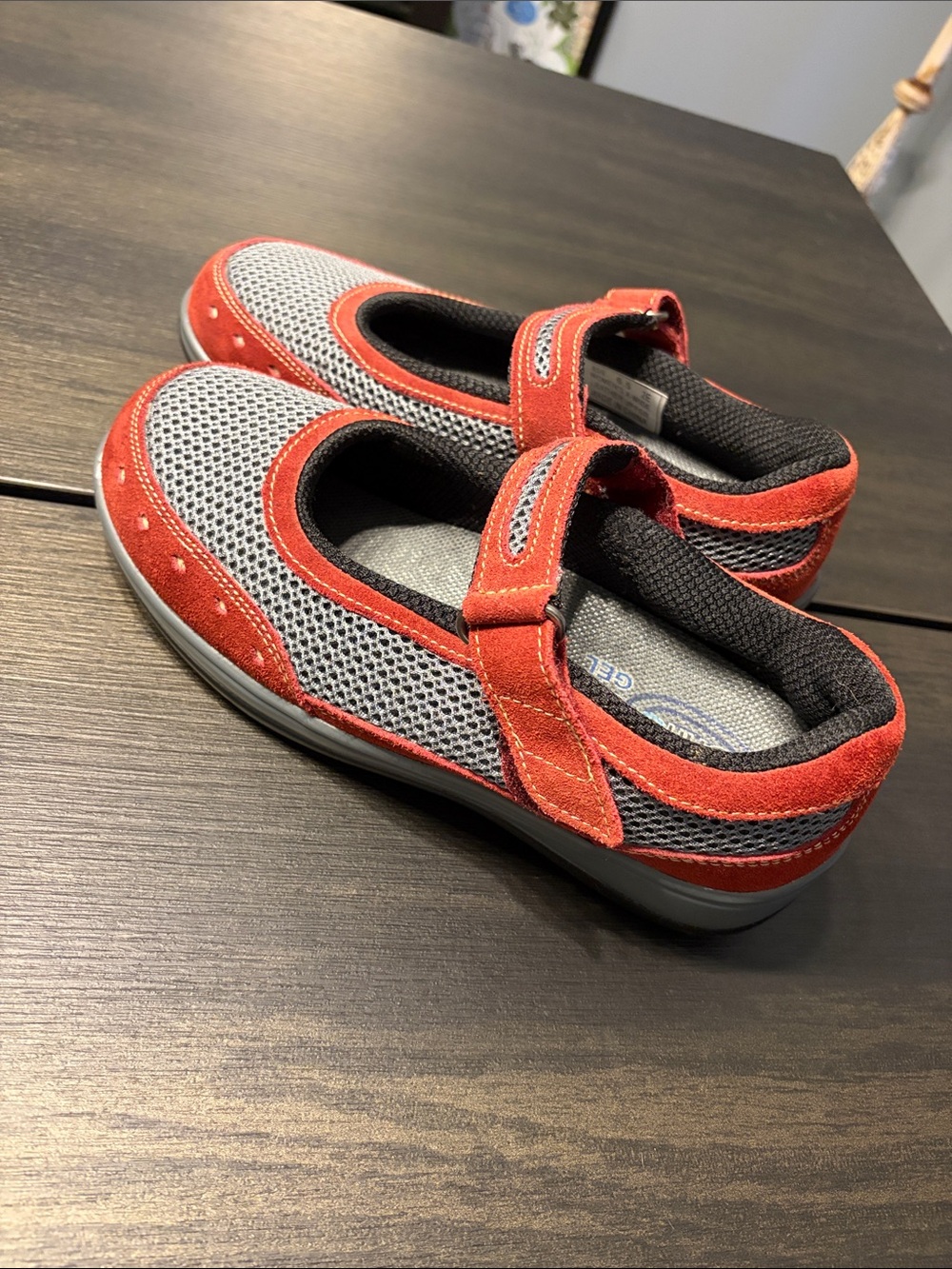 Orthofeet Chattanooga Red Mesh Mary Janes Orthopedic Comfort Shoes in Extra Wide